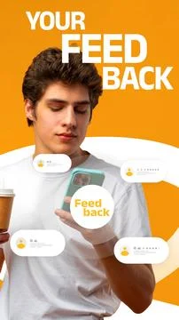 Student checking feedback on smartphone while holding coffee cup Stock Photos
