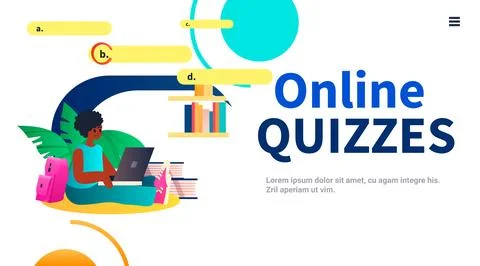 Student chooses correct answer in test online quiz e-learning distance education Stock Illustration
