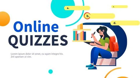 Student chooses correct answer in test online quiz e-learning distance education Stock Illustration