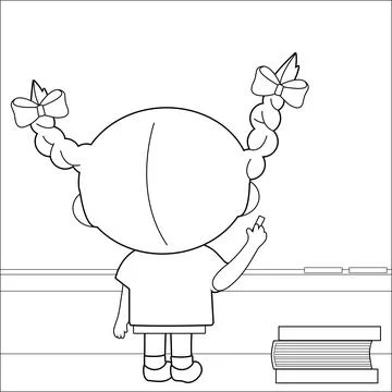 Student in the classroom writing on the chalkboard. Stock Illustration