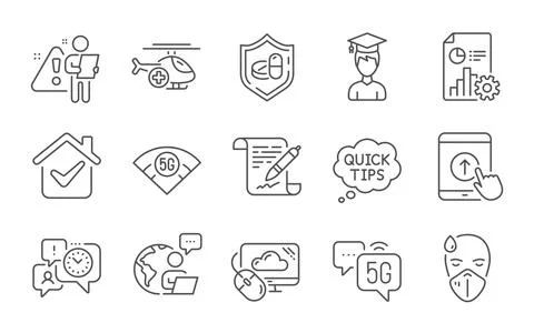Student, Cloud computing and Report icons set. Medical tablet, Agreement Stock Illustration