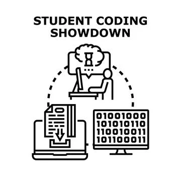 Student coding showdown competition concept illustration Illustrazione stock