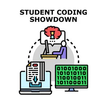 Student coding showdown competition concept illustration Stock Illustration
