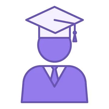 Student Color Icon. Vector Icon. Student in Graduation Hat. College, Univer.. Stock Illustration