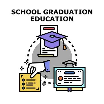 Student completing academic steps for graduation success Stock Illustration