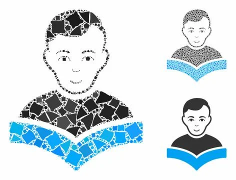 Student Composition Icon of Uneven Elements Stock Illustration