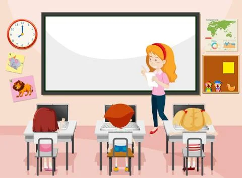 Student in computer class Stock Illustration