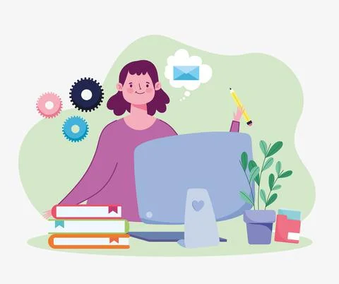 Student computer education Stock-Illustration