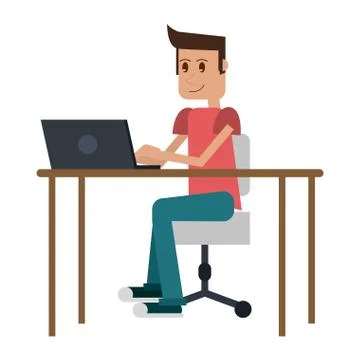 Student with computer Stock Illustration