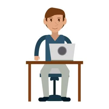 Student with computer Stock Illustration