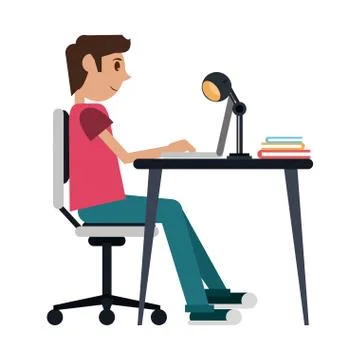Student with computer Stock Illustration