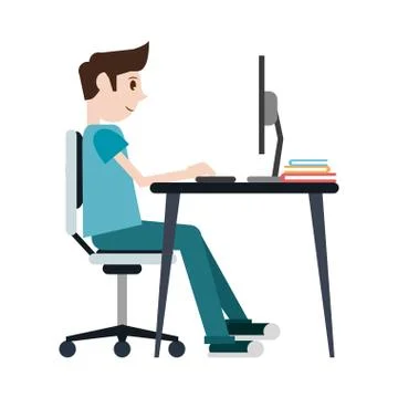Student with computer 스톡 일러스트
