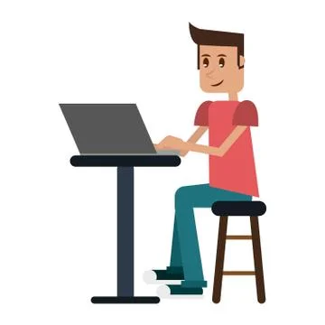 Student with computer 스톡 일러스트