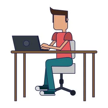 Student with computer Stock Illustration