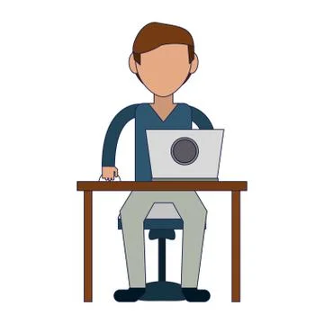Student with computer Illustrazione stock