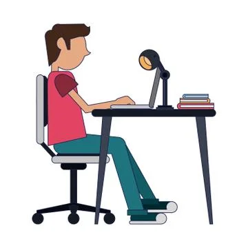 Student with computer 스톡 일러스트