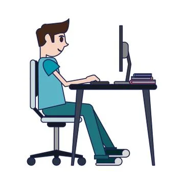 Student with computer 스톡 일러스트