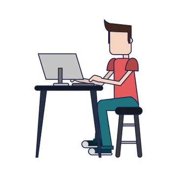 Student with computer Stock Illustration
