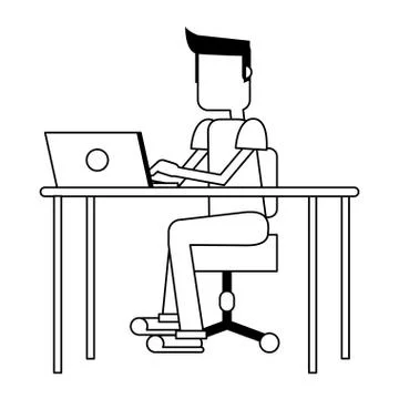 Student with computer Illustrazione stock