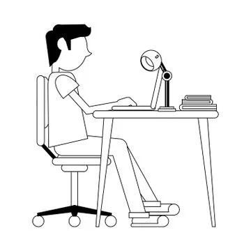 Student with computer 스톡 일러스트