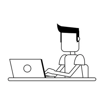 Student with computer Stock Illustration