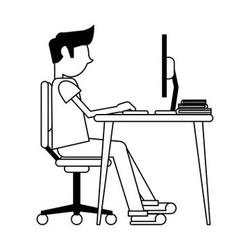 Student with computer Stock Illustration