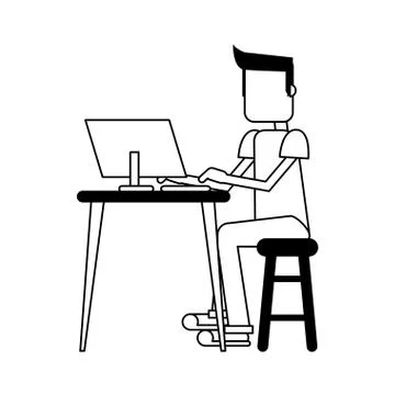 Student with computer 스톡 일러스트