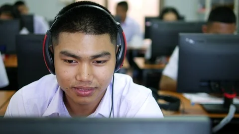 Student computer room 05 Stock Footage 125642737