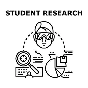 Student conducting research and analyzing data concept Stock Illustration