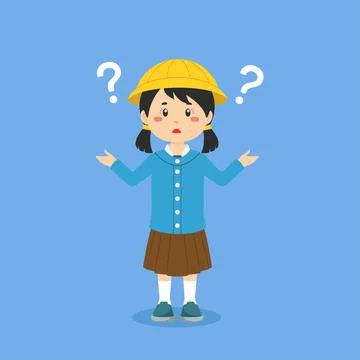 Student Confused with Question Mark Stock Illustration