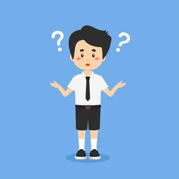 Student Confused with Question Mark Stock Illustration