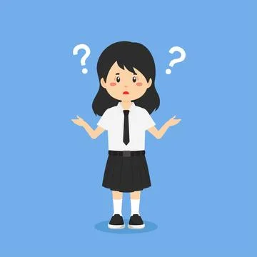 Student Confused with Question Mark Stock Illustration