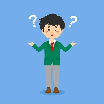 Student Confused with Question Mark Stock Illustration