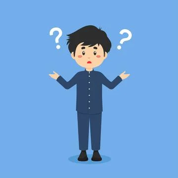 Student Confused with Question Mark Stock Illustration