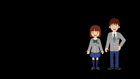 Student Couple explaining, Alpha channel - Blazer Stock Footage 71352998