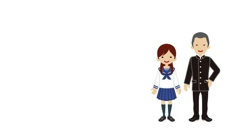 Student Couple explaining - Japanese School Uniform Stock Footage 71353213