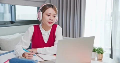 Student is on course online Stock Footage 145741114