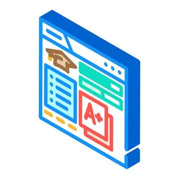 Student dashboard education platform isometric icon vector illustration Stock Illustration