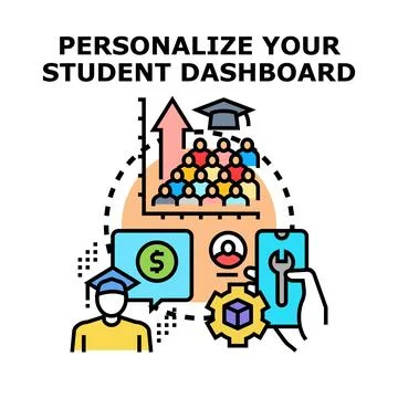 Student dashboard personalizing for education and learning Stock Illustration