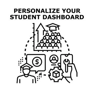 Student dashboard personalizing for education and learning Stock Illustration