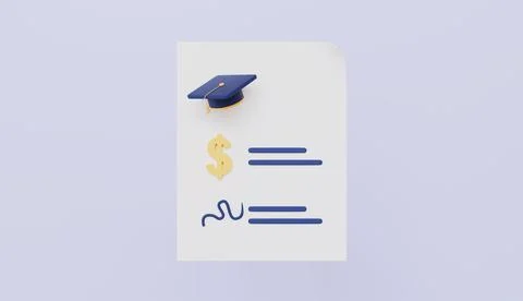 Student Debt Document 3d illustration Stock Illustration