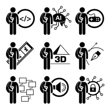 Student Degree in Information Technology - Computer Science, AI, Games Design, M Stock Illustration