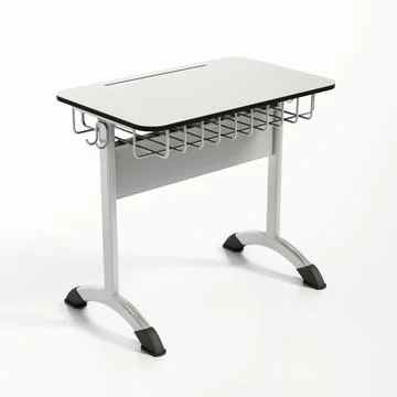 Student desk isolated on white background. 3D illustration Stock Illustration