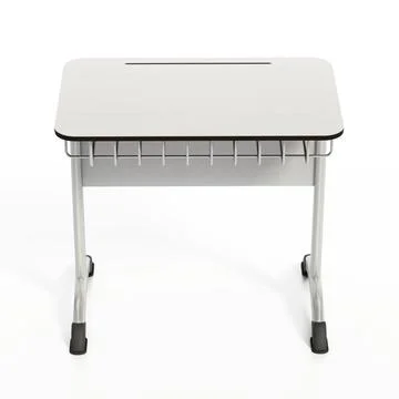 Student desk isolated on white background. 3D illustration Stock Illustration