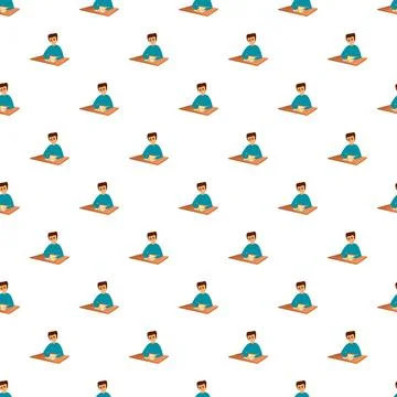 Student at desk writing exam repeating pattern seamless Stock Illustration