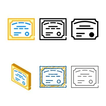 Student diploma color icon vector edition sign Stock Illustration