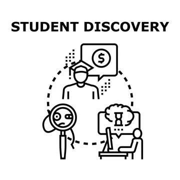 Student discovering knowledge and academic opportunities Illustrazione stock