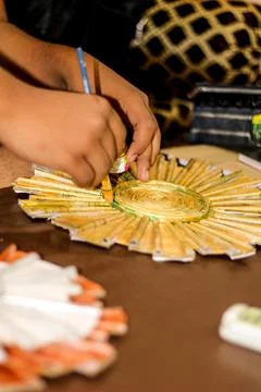 Student is doing craft work Stock Photos