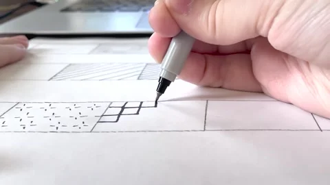 Student Doing on a Drawing Assignment Video stock 244969574