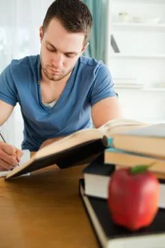 Student doing his assignment Stock Photos